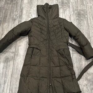 Cole Haan Green Quilted Puffer Jacket with High Collar